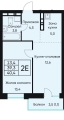 Двухкомнатная квартира в ЖД ВЕНТО (VENTO), 40,4 м², 8 268 000руб. 
