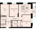 Четырехкомнатная квартира в ЖД ВЕНТО (VENTO), 72,2 м², 12 668 000руб. Жилой дом ВЕНТО (VENTO)