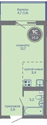 Планировка Студияая квартира в Жилой комплекс МИР