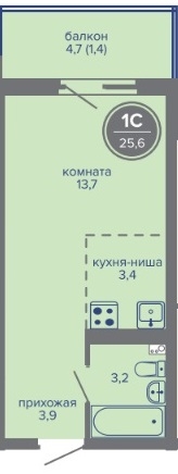 Планировка Студияая квартира в Жилой комплекс МИР