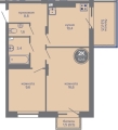 Двухкомнатная квартира в ЖК ЖК МИР, 52,4 м², 7 688 000руб. 