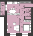 Двухкомнатная квартира в ЖД Событие, 49,35 м², 7 800 000руб. 