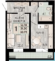 Однокомнатная квартира в ЖД Видный, 33,75 м², 5 400 000руб. Жилой дом Видный