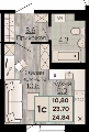 Студияая квартира в ЖД Видный, 24,84 м², 4 222 800руб. Жилой дом Видный