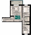 Трехкомнатная квартира в ЖД Видный, 59,15 м², 8 946 438руб. Жилой дом Видный