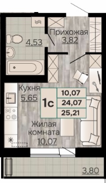 Планировка Студияая квартира в Жилой дом Видный