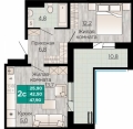 Двухкомнатная квартира в ЖД Видный, 47,9 м², 7 304 750руб. Жилой дом Видный