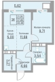 Двухкомнатная квартира в ЖК БЛИЖЕ, 43,48 м², 5 917 000руб.