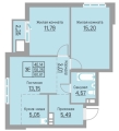 Трехкомнатная квартира в ЖК БЛИЖЕ, 60,59 м², 7 876 000руб.