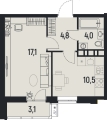 Однокомнатная квартира в ЖД ЖД НОВАТОР. Лофт-квартал, 38 м², 6 723 700руб. 