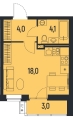 Студияая квартира в ЖД НОВАТОР. Лофт-квартал, 27,6 м², 4 702 700руб. Жилой дом НОВАТОР. Лофт-квартал