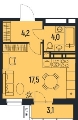 Студияая квартира в ЖД НОВАТОР. Лофт-квартал, 27,3 м², 4 860 500руб. 