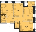 Четырехкомнатная квартира в ЖД НОВАТОР. Лофт-квартал, 78,5 м², 11 088 500руб. Жилой дом НОВАТОР. Лофт-квартал