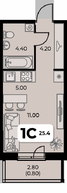 Планировка Студияая квартира в Жилой дом Дом на семи холмах