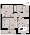 Двухкомнатная квартира в ЖД ЖД Дом на семи холмах, 49 м², 6 298 950руб. 