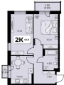Двухкомнатная квартира в ЖД ЖД Дом на семи холмах, 52 м², 7 072 000руб. 