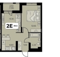 Двухкомнатная квартира в ЖД ЖД Дом на семи холмах, 39,5 м², 5 490 500руб. 