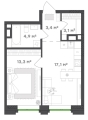 Однокомнатная квартира в ЖК ЖК Городские кварталы Талан, 41,8 м², 9 135 000руб. 