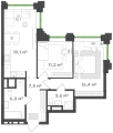 Двухкомнатная квартира в ЖК ЖК Городские кварталы Талан, 64,1 м², 12 814 900руб. 