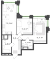 Двухкомнатная квартира в ЖК ЖК Городские кварталы Талан, 63,9 м², 13 088 000руб. 
