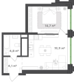 Однокомнатная квартира в ЖК ЖК Городские кварталы Талан, 43,5 м², 9 890 200руб. 