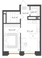 Однокомнатная квартира в ЖК ЖК Городские кварталы Талан, 40,9 м², 9 539 500руб. 