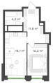 Однокомнатная квартира в ЖК Городские кварталы Талан, 46,6 м², 10 138 300руб. 