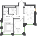 Двухкомнатная квартира в ЖК ЖК Городские кварталы Талан, 59,8 м², 12 599 900руб. 