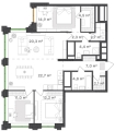 Четырехкомнатная квартира в ЖК ЖК Городские кварталы Талан, 108,9 м², 25 079 700руб. 
